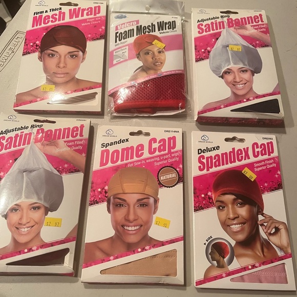 Mesh Wrap - spandex cap. Satin bonnet. Dome cap lot - Picture 1 of 2